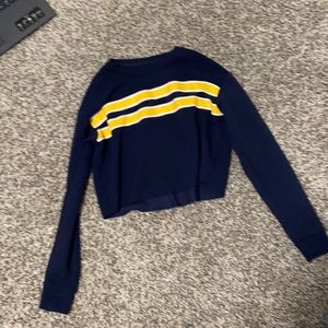Ardene navy/yellow stripe crop sweater xs women